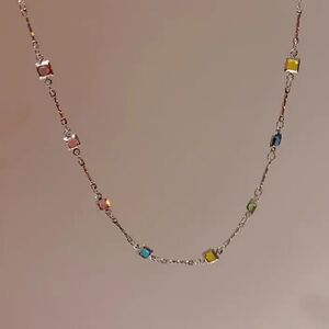 Multicolor Gemstone Silver Necklace